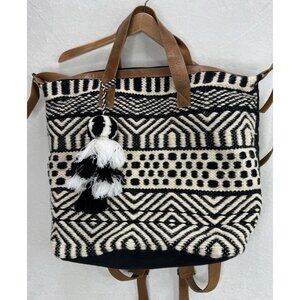 Stanley Street The Stanley Weekender Bag Black & White Tan Leather